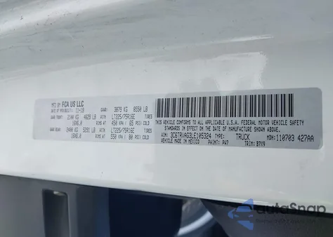 2020 Ram Promaster 1500 Low Roof 136 Wb z USA, uszkodzony, nr VIN 3C6TRVAG3LE105324